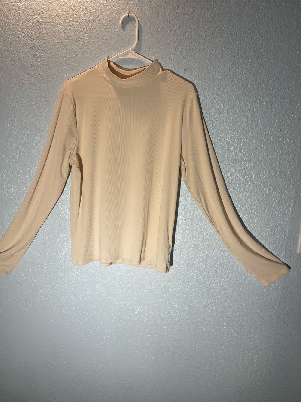No Boundaries Cream Long Sleeve Mock Neck Top